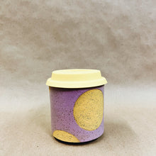 Load image into Gallery viewer, Discounted purple with yellow dots travel Tumbler