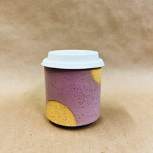 Load image into Gallery viewer, Discounted purple with yellow dots travel Tumbler