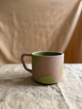 Load image into Gallery viewer, Raw clay with chartreuse dots mug