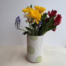 Load image into Gallery viewer, Tall Sage dot Utensil Crock/flower vase