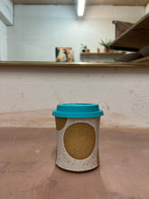 Load image into Gallery viewer, Travel tumbler in white with raw dots