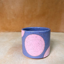 Load image into Gallery viewer, Purple with Coral dots mug