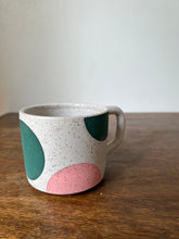 Load image into Gallery viewer, Medium size green and pink Dot Mug