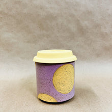 Load image into Gallery viewer, Discounted purple with yellow dots travel Tumbler
