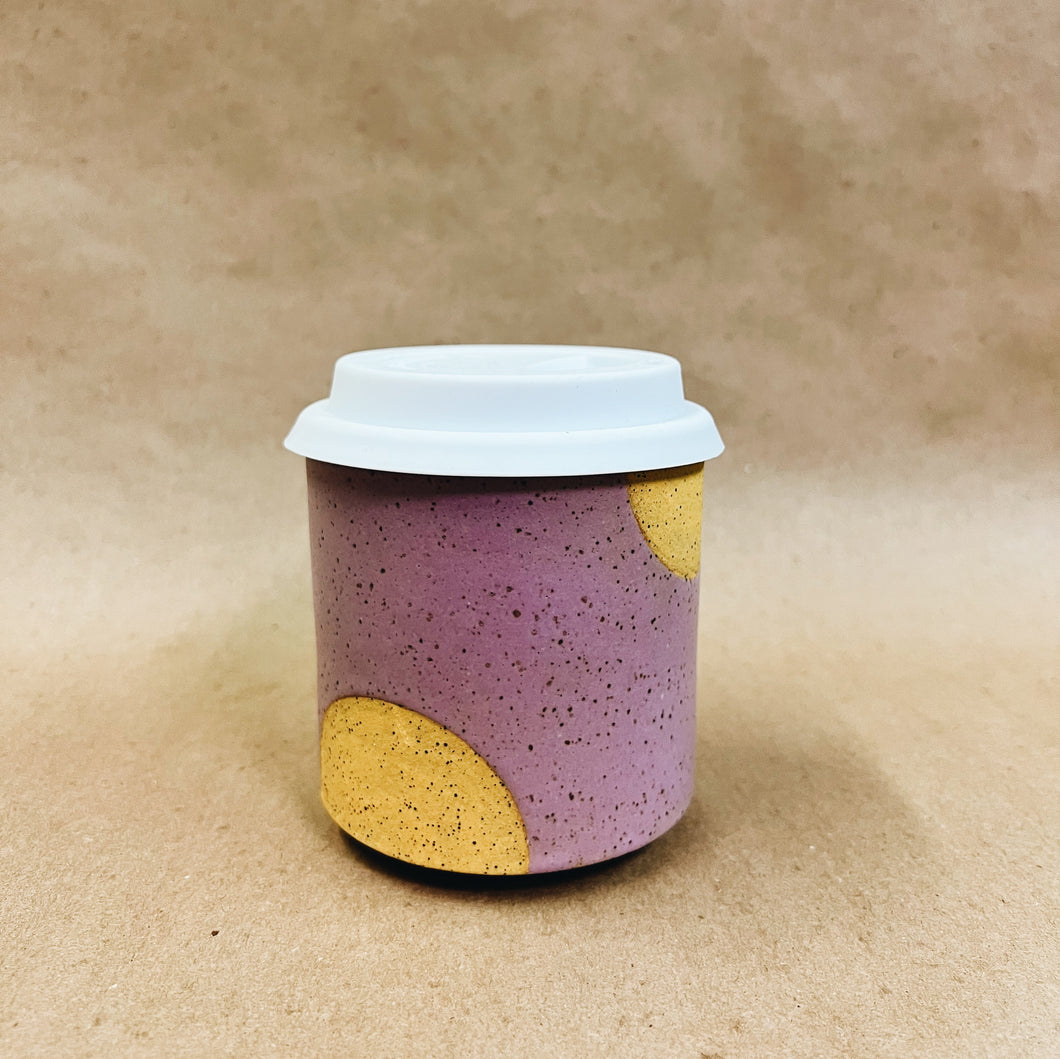 Discounted purple with yellow dots travel Tumbler