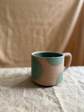 Load image into Gallery viewer, Raw clay with Green dots mug
