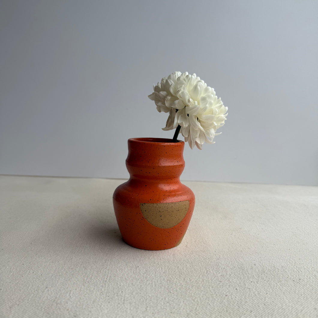 Small Bud vase- orange with shapes