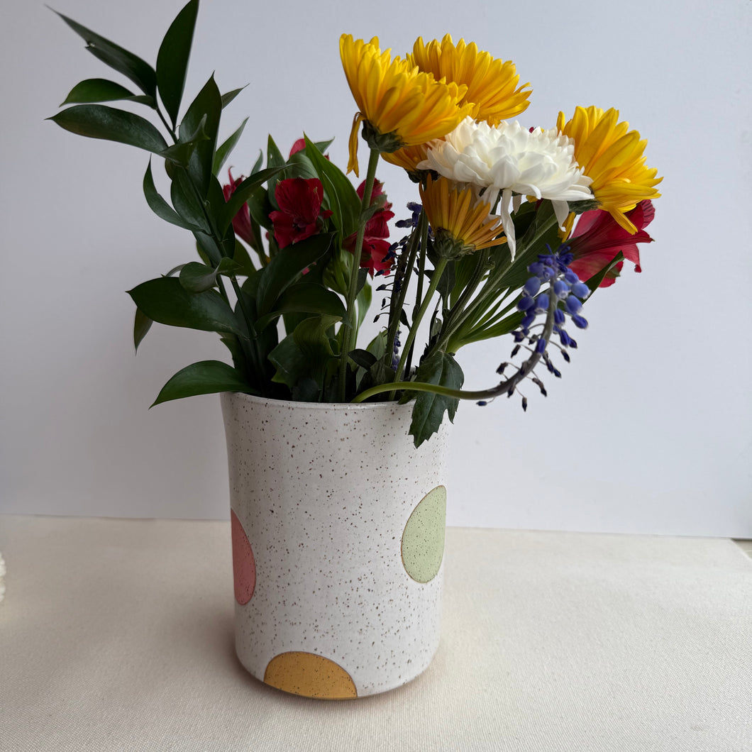 Pastel dot Utensil Crock/flower vase