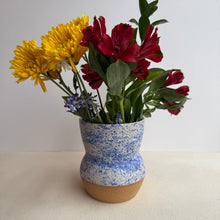 Load image into Gallery viewer, Speckled Blue Curvy Utensil Crock
