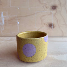 Load image into Gallery viewer, Yellow mug with purple dot
