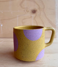 Load image into Gallery viewer, Yellow mug with purple dot
