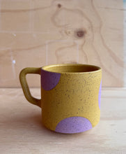Load image into Gallery viewer, Yellow mug with purple dot
