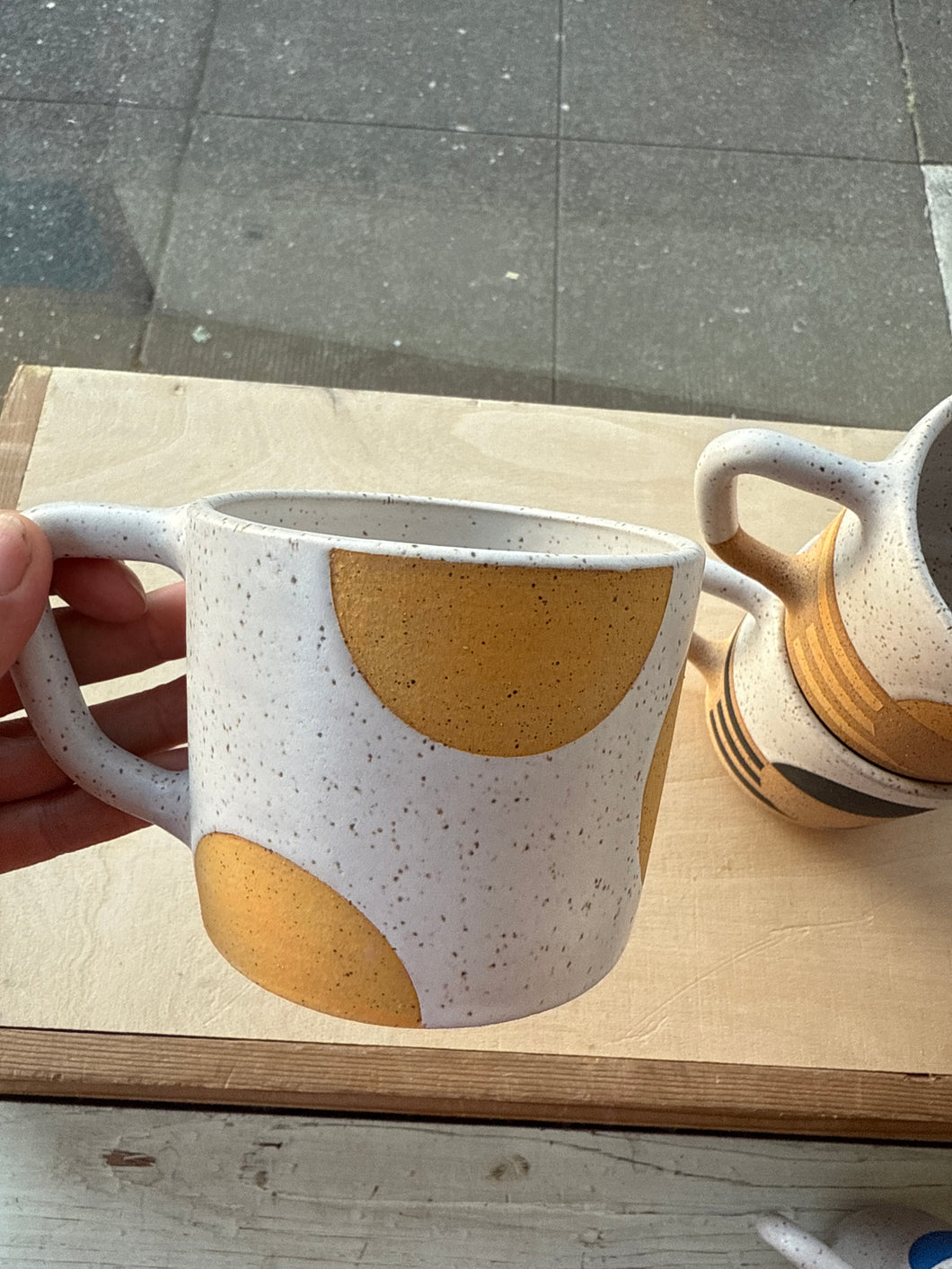 Yellow dot mug
