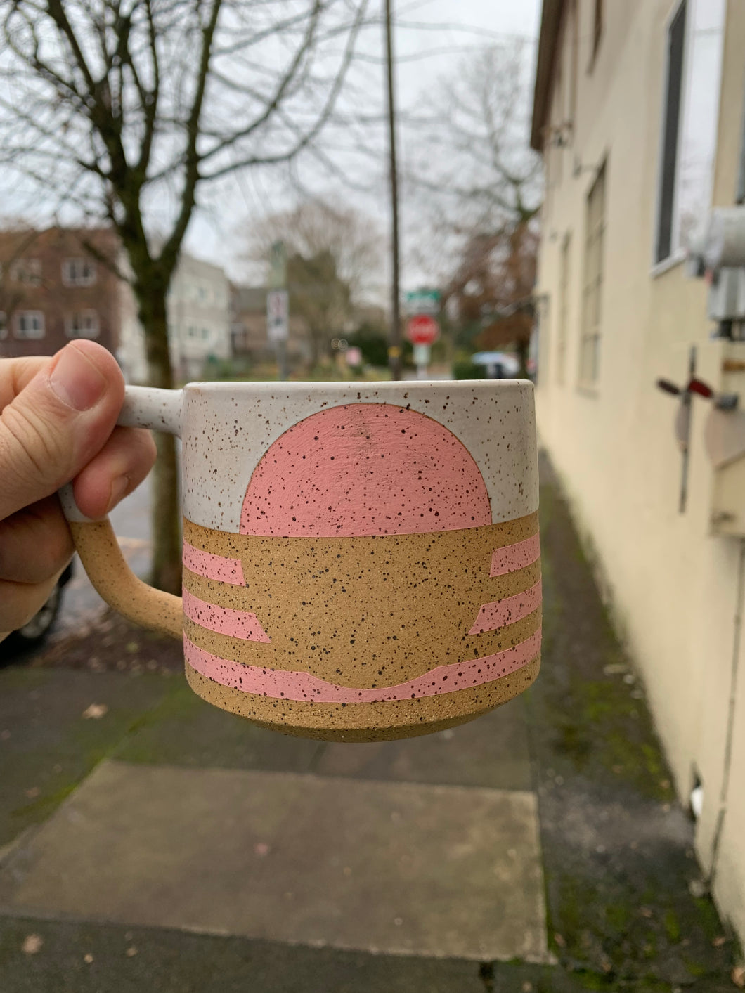 Slightly flawed discounted pink mug